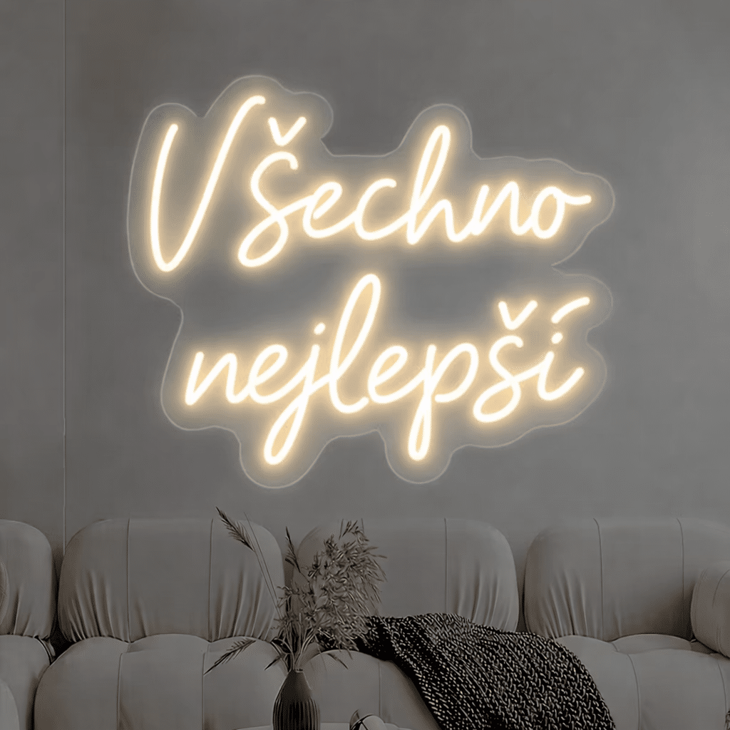 Svítící neonový nápis Všechno nejlepší